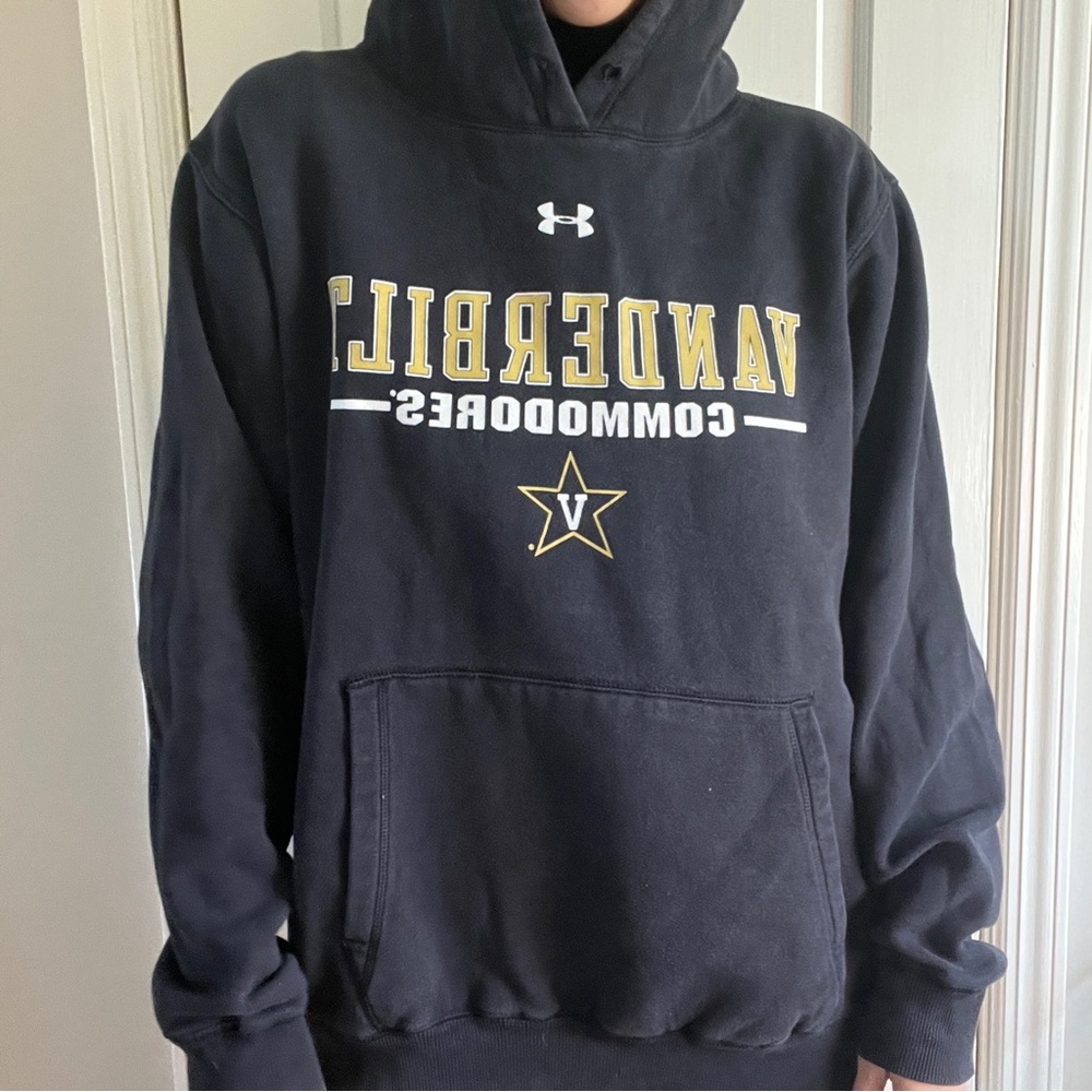 Under Armor Vanderbilt Hoodie Mens Size M black and gold College sweatshirt